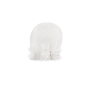 Czapka bawełniana z koronką ecru CHARLOTTE 