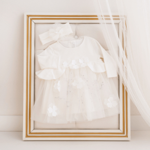 Pink long-sleeved dress LIWIA ivory
