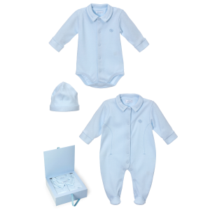 Set babygrow, bodysuit and hat, blue  STEVE