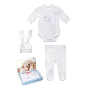 SET BODYSUIT, HALF SLEEPERS AND HAT WHITE TOYS