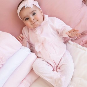 Pajac z koronką różowy CHARLOTTE