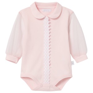 Body with tulle sleeves pink ELENA