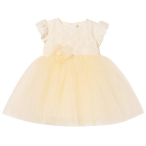 Short sleeve lace dress, beige ZOYA
