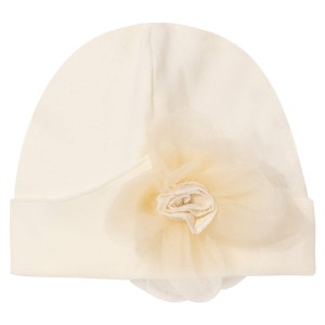 Beige hat with tulle flower, ZOYA