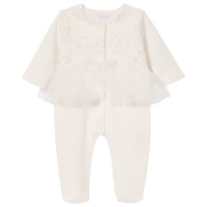 Babygrow with tulle skirt and lace ELIF, ivory