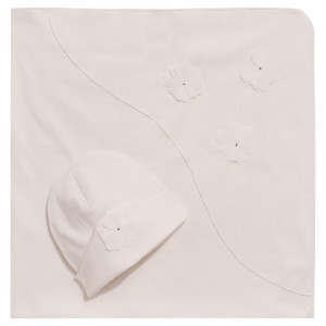 Set (swaddle and hat) CARLA Ivory