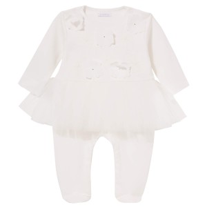 Babygrow with tulle CARLA Ivory