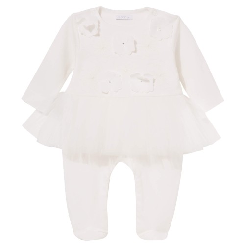 Babygrow with tulle CARLA Ivory
