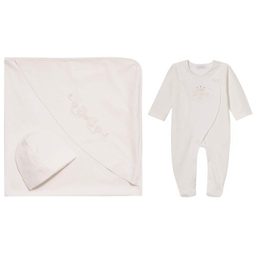 Set 3 pcs (babygrow, hat, swaddle), ivory, BAMBINI