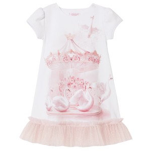Short-Sleeved Dress, White, KORNELIA 